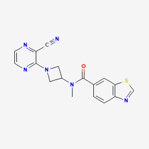 molecular formula C17H14N6OS B2748434 N-[1-(3-Cyanopyrazin-2-yl)azetidin-3-yl]-N-methyl-1,3-benzothiazole-6-carboxamide CAS No. 2380079-76-3