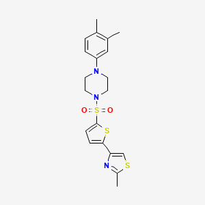 molecular formula C20H23N3O2S3 B2748435 4-(5-((4-(3,4-Dimethylphenyl)piperazin-1-yl)sulfonyl)thiophen-2-yl)-2-methylthiazole CAS No. 941234-70-4