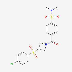 molecular formula C18H19ClN2O5S2 B2748444 4-(3-((4-chlorophenyl)sulfonyl)azetidine-1-carbonyl)-N,N-dimethylbenzenesulfonamide CAS No. 1448045-60-0