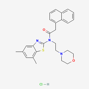 molecular formula C27H30ClN3O2S B2748446 N-(5,7-dimethylbenzo[d]thiazol-2-yl)-N-(2-morpholinoethyl)-2-(naphthalen-1-yl)acetamide hydrochloride CAS No. 1330305-93-5