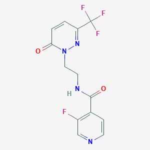 molecular formula C13H10F4N4O2 B2748449 3-Fluoro-N-[2-[6-oxo-3-(trifluoromethyl)pyridazin-1-yl]ethyl]pyridine-4-carboxamide CAS No. 2415466-49-6