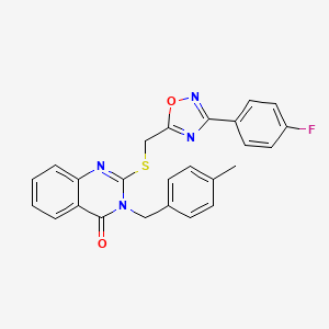 molecular formula C25H19FN4O2S B2748458 2-(((3-(4-氟苯基)-1,2,4-噁二唑-5-基)甲基)硫基)-3-(4-甲基苯基)喹唑啉-4(3H)-酮 CAS No. 2034462-09-2