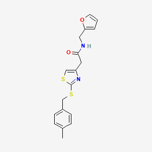 molecular formula C18H18N2O2S2 B2748460 N-(furan-2-ylmethyl)-2-(2-((4-methylbenzyl)thio)thiazol-4-yl)acetamide CAS No. 941984-81-2