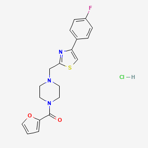 molecular formula C19H19ClFN3O2S B2748462 (4-((4-(4-Fluorophenyl)thiazol-2-yl)methyl)piperazin-1-yl)(furan-2-yl)methanone hydrochloride CAS No. 1216804-77-1