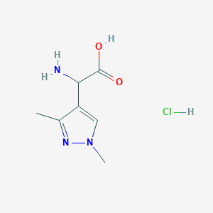 molecular formula C7H12ClN3O2 B2748469 2-Amino-2-(1,3-dimethyl-1H-pyrazol-4-yl)acetic acid hydrochloride CAS No. 2230802-94-3