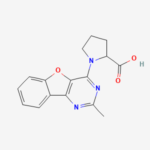 molecular formula C16H15N3O3 B2748489 1-(2-Methylbenzofuro[3,2-d]pyrimidin-4-yl)pyrrolidine-2-carboxylic acid CAS No. 1008673-77-5