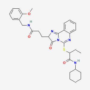 N-cyclohexyl-2-{[2-(2-{[(2-methoxyphenyl)methyl]carbamoyl}ethyl)-3-oxo-2H,3H-imidazo[1,2-c]quinazolin-5-yl]sulfanyl}butanamide