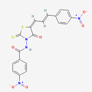 4-nitro-N-((E)-5-((E)-3-(4-nitrophenyl)allylidene)-4-oxo-2-thioxothiazolidin-3-yl)benzamide