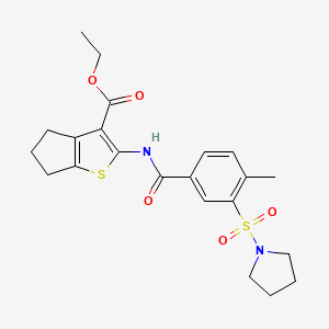 ethyl 2-(4-methyl-3-(pyrrolidin-1-ylsulfonyl)benzamido)-5,6-dihydro-4H-cyclopenta[b]thiophene-3-carboxylate