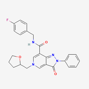 molecular formula C25H23FN4O3 B2748533 N-(4-fluorobenzyl)-3-oxo-2-phenyl-5-((tetrahydrofuran-2-yl)methyl)-3,5-dihydro-2H-pyrazolo[4,3-c]pyridine-7-carboxamide CAS No. 921782-16-3