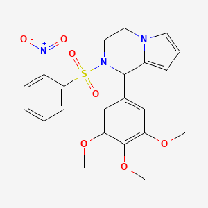 molecular formula C22H23N3O7S B2748541 2-((2-Nitrophenyl)sulfonyl)-1-(3,4,5-trimethoxyphenyl)-1,2,3,4-tetrahydropyrrolo[1,2-a]pyrazine CAS No. 899749-70-3