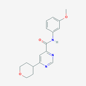 N-(3-Methoxyphenyl)-6-(oxan-4-yl)pyrimidine-4-carboxamide