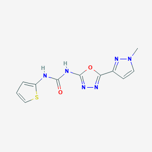 molecular formula C11H10N6O2S B2748568 1-(5-(1-methyl-1H-pyrazol-3-yl)-1,3,4-oxadiazol-2-yl)-3-(thiophen-2-yl)urea CAS No. 1211421-75-8