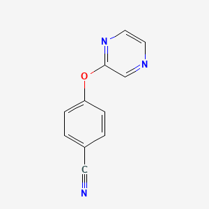 molecular formula C11H7N3O B2748570 4-(Pyrazin-2-yloxy)benzonitrile CAS No. 866042-79-7
