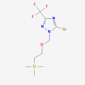 molecular formula C9H15BrF3N3OSi B2748572 2-[[5-Bromo-3-(trifluoromethyl)-1,2,4-triazol-1-yl]methoxy]ethyl-trimethylsilane CAS No. 2361634-55-9