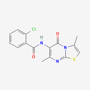 molecular formula C15H12ClN3O2S B2748577 2-chloro-N-(3,7-dimethyl-5-oxo-5H-[1,3]thiazolo[3,2-a]pyrimidin-6-yl)benzamide CAS No. 946222-93-1
