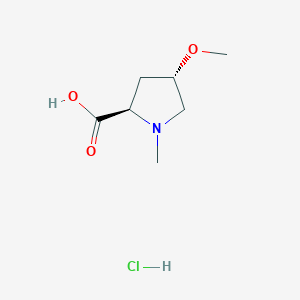 molecular formula C7H14ClNO3 B2748580 (2R,4S)-4-Methoxy-1-methylpyrrolidine-2-carboxylic acid hydrochloride CAS No. 1860012-49-2