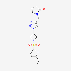 molecular formula C16H21N5O3S2 B2748581 1-((1-(1-((5-ethylthiophen-2-yl)sulfonyl)azetidin-3-yl)-1H-1,2,3-triazol-4-yl)methyl)pyrrolidin-2-one CAS No. 2034342-67-9