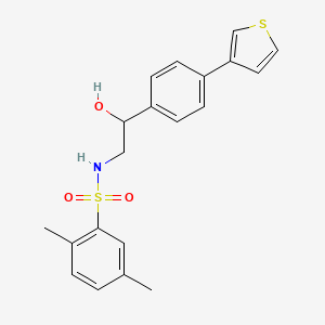 molecular formula C20H21NO3S2 B2748582 N-(2-hydroxy-2-(4-(thiophen-3-yl)phenyl)ethyl)-2,5-dimethylbenzenesulfonamide CAS No. 2034435-51-1