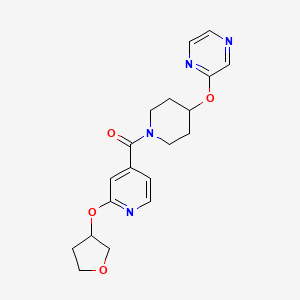 molecular formula C19H22N4O4 B2748586 (4-(Pyrazin-2-yloxy)piperidin-1-yl)(2-((tetrahydrofuran-3-yl)oxy)pyridin-4-yl)methanone CAS No. 1904343-40-3