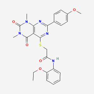 molecular formula C25H25N5O5S B2748592 N-(2-ethoxyphenyl)-2-((2-(4-methoxyphenyl)-6,8-dimethyl-5,7-dioxo-5,6,7,8-tetrahydropyrimido[4,5-d]pyrimidin-4-yl)thio)acetamide CAS No. 852168-51-5