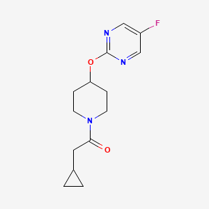 molecular formula C14H18FN3O2 B2748593 2-Cyclopropyl-1-[4-(5-fluoropyrimidin-2-yl)oxypiperidin-1-yl]ethanone CAS No. 2380172-07-4