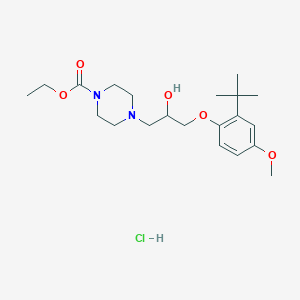 molecular formula C21H35ClN2O5 B2748598 Ethyl 4-[3-(2-tert-butyl-4-methoxyphenoxy)-2-hydroxypropyl]-1-piperazinecarboxylate hydrochloride CAS No. 1049786-41-5