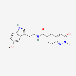 molecular formula C21H24N4O3 B2748605 N-(2-(5-methoxy-1H-indol-3-yl)ethyl)-2-methyl-3-oxo-2,3,5,6,7,8-hexahydrocinnoline-6-carboxamide CAS No. 2034597-27-6