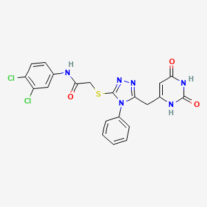 molecular formula C21H16Cl2N6O3S B2748623 N-(3,4-dichlorophenyl)-2-((5-((2,6-dioxo-1,2,3,6-tetrahydropyrimidin-4-yl)methyl)-4-phenyl-4H-1,2,4-triazol-3-yl)thio)acetamide CAS No. 896677-17-1