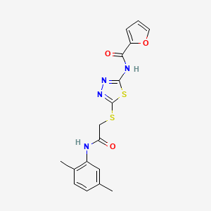 molecular formula C17H16N4O3S2 B2748640 N-(5-((2-((2,5-dimethylphenyl)amino)-2-oxoethyl)thio)-1,3,4-thiadiazol-2-yl)furan-2-carboxamide CAS No. 392294-95-0