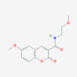 molecular formula C14H15NO5 B2748650 6-methoxy-N-(2-methoxyethyl)-2-oxochromene-3-carboxamide CAS No. 431890-25-4