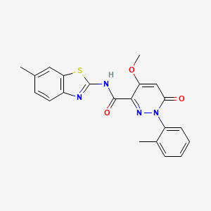 molecular formula C21H18N4O3S B2748651 4-甲氧基-N-(6-甲基-1,3-苯并噻唑-2-基)-1-(2-甲基苯基)-6-氧代吡啶嗪-3-羧酰胺 CAS No. 941926-77-8