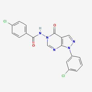 molecular formula C18H11Cl2N5O2 B2748668 4-chloro-N-(1-(3-chlorophenyl)-4-oxo-1H-pyrazolo[3,4-d]pyrimidin-5(4H)-yl)benzamide CAS No. 919842-21-0