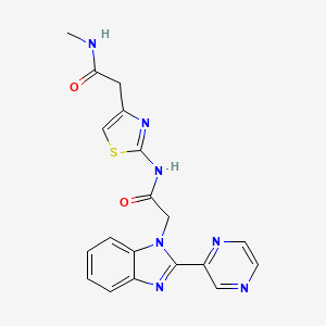 molecular formula C19H17N7O2S B2748683 N-甲基-2-(2-(2-(2-(吡嗪-2-基)-1H-苯并[d]咪唑-1-基)乙酰氨基)噻唑-4-基)乙酰胺 CAS No. 1203033-26-4