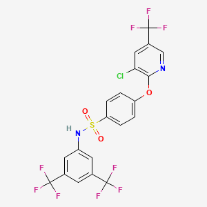 molecular formula C20H10ClF9N2O3S B2748689 N-(3,5-Bis(trifluoromethyl)phenyl)-4-((3-chloro-5-(trifluoromethyl)-2-pyridinyl)oxy)benzenesulfonamide CAS No. 338775-43-2