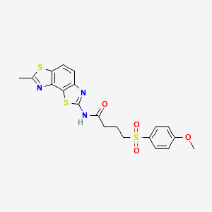 molecular formula C20H19N3O4S3 B2748700 4-((4-methoxyphenyl)sulfonyl)-N-(7-methylbenzo[1,2-d:3,4-d']bis(thiazole)-2-yl)butanamide CAS No. 941878-96-2