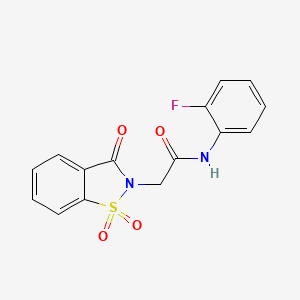 molecular formula C15H11FN2O4S B2748703 2-(1,1-二氧代-3-氧代苯并[1,2-d]异噻唑-2(3H)-基)-N-(2-氟苯基)乙酰胺 CAS No. 303064-34-8