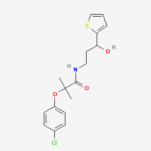 2-(4-chlorophenoxy)-N-(3-hydroxy-3-(thiophen-2-yl)propyl)-2-methylpropanamide