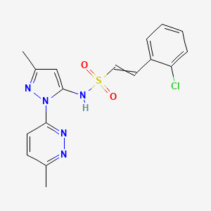 molecular formula C17H16ClN5O2S B2748705 2-(2-氯苯基)-N-[3-甲基-1-(6-甲基吡啶-3-基)-1H-吡唑-5-基]乙烯-1-磺酰胺 CAS No. 1394798-75-4