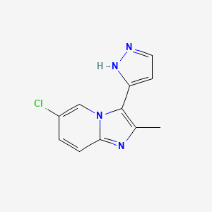 molecular formula C11H9ClN4 B2748713 6-氯-2-甲基-3-(1H-吡唑-3-基)咪唑并[1,2-a]吡啶 CAS No. 372198-32-8