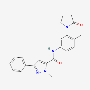 molecular formula C22H22N4O2 B2748729 1-甲基-N-(4-甲基-3-(2-氧代吡咯烷-1-基)苯基)-3-苯基-1H-吡唑-5-甲酰胺 CAS No. 1323713-99-0