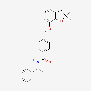 B2748736 4-(((2,2-dimethyl-2,3-dihydrobenzofuran-7-yl)oxy)methyl)-N-(1-phenylethyl)benzamide CAS No. 946205-08-9