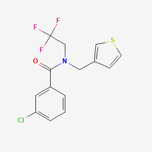 molecular formula C14H11ClF3NOS B2748741 3-氯-N-(噻吩-3-基甲基)-N-(2,2,2-三氟乙基)苯甲酰胺 CAS No. 1234885-44-9