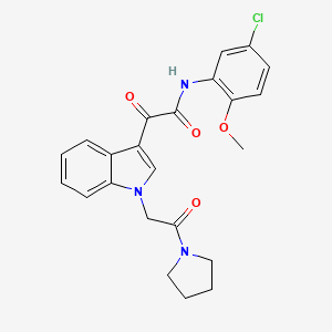 molecular formula C23H22ClN3O4 B2748752 N-(5-chloro-2-methoxyphenyl)-2-oxo-2-(1-(2-oxo-2-(pyrrolidin-1-yl)ethyl)-1H-indol-3-yl)acetamide CAS No. 872854-89-2