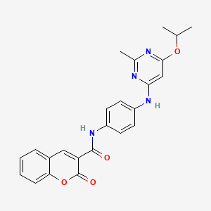 molecular formula C24H22N4O4 B2748767 N-(4-((6-异丙氧基-2-甲基嘧啶-4-基)氨基)苯基)-2-氧代-2H-香豆素-3-甲酰胺 CAS No. 946273-20-7