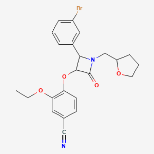 4-{[2-(3-Bromophenyl)-4-oxo-1-[(oxolan-2-yl)methyl]azetidin-3-yl]oxy}-3-ethoxybenzonitrile
