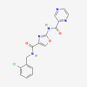 molecular formula C16H12ClN5O3 B2748776 N-(2-chlorobenzyl)-2-(pyrazine-2-carboxamido)oxazole-4-carboxamide CAS No. 1396886-32-0