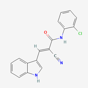 molecular formula C18H12ClN3O B2748782 (E)-N-(2-chlorophenyl)-2-cyano-3-(1H-indol-3-yl)acrylamide CAS No. 327076-65-3