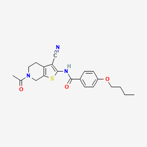 N-(6-acetyl-3-cyano-4,5,6,7-tetrahydrothieno[2,3-c]pyridin-2-yl)-4-butoxybenzamide
