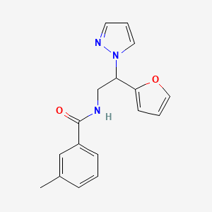 molecular formula C17H17N3O2 B2748789 N-(2-(furan-2-yl)-2-(1H-pyrazol-1-yl)ethyl)-3-methylbenzamide CAS No. 2034566-11-3